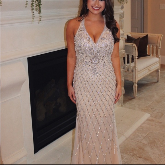 open lace back dress Long Ombre Sequin Prom Dress with Sheer Sides Blue/Lilac/Indigo / 2 main image 1